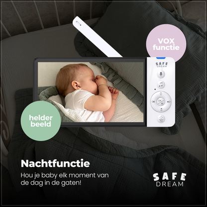 SafeDream - 355 babyfoon met camera - Nachtzicht & Zoom - Tot 30u Batterij