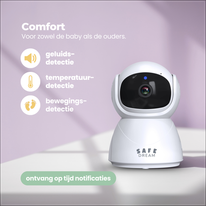 SafeDream - 355 babyfoon met camera - Nachtzicht & Zoom - Tot 30u Batterij